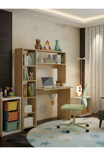 Free Home Premium MDF Ürün Modern Kitaplıklı Çalışma Masası | Raflı Öğrenci ve Home Ofis Bilgisayar Masası ürün görseli 1