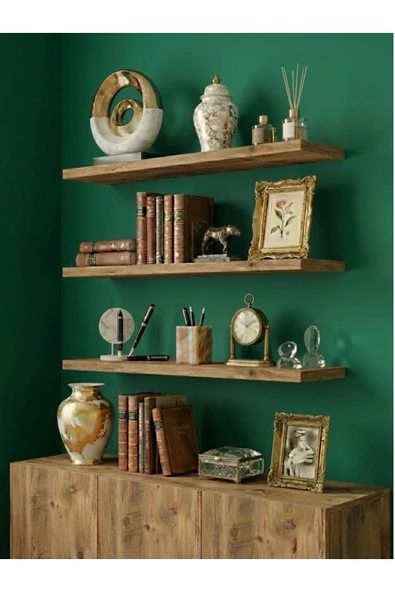 Free Home Premium MDF Ürün Duvar Rafı 3'lü Set 60x15 cm Uçan Raf Modern Kitaplık Mutfak Banyo Rafı ürün görseli 1