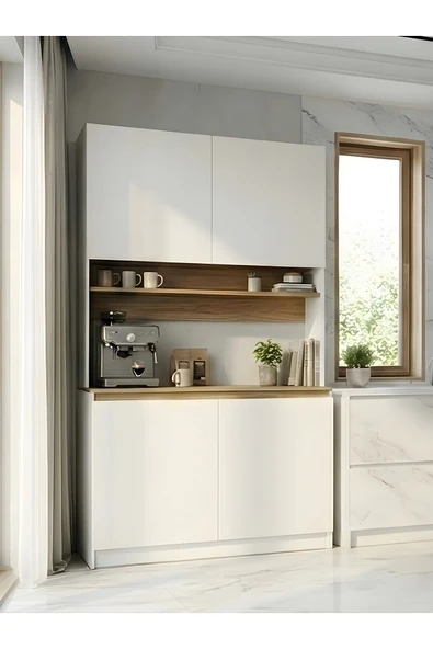 Free Home Premium MDF Ürün Flora Kahve Köşesi Mutfak Kiler Dolabı Çok Amaçlı Dolap Kahve İstasyonu ürün görseli 1