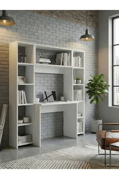 Free Home Premium MDF Ürün Çalışma Masası Seti 5 Farklı Kombinasyon Raflı Ofis Genç Odası Ders Çalışma Ünitesi ürün görseli 1