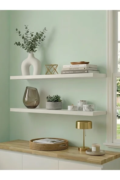 Free Home Premium MDF Ürün Geniş Duvar Rafı 2'li Set 70x15 cm Uçan Raf Gizli Montaj Kitaplık Mutfak Rafı ürün görseli 1