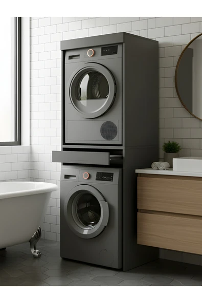 Free Home Premium MDF Ürün Lavenderia Plus Banyo Makine Dolabı Kurutma Makinesi Titreşim Önleyici 200x65x65 ürün görseli 1