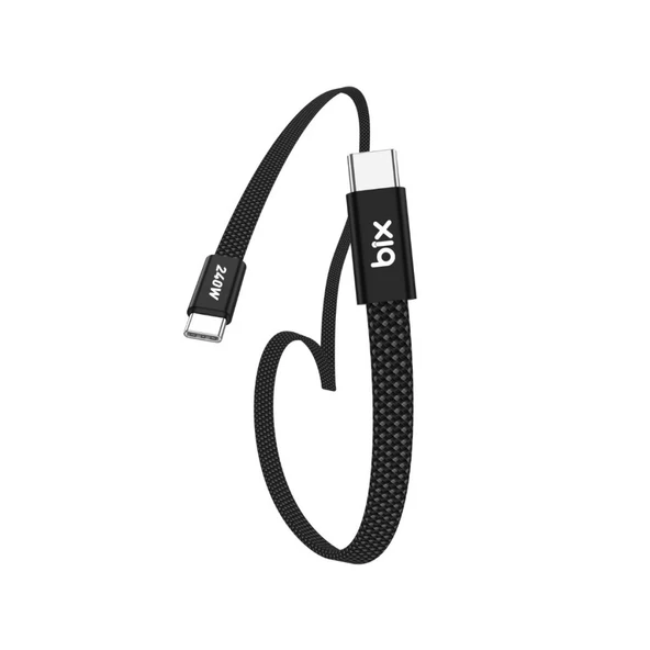 Bix T5CC-BK Siyah 1 Metre Beyaz 240W Type-C to Type-C Örgülü Hızlı Şarj ve Data Kablosu, 480Mbps 240W Type C Turbo Şarj Kablosu, (Tüm Type C Telefon ve Tabletlerle Uyumludur) (Max 48V 5A) ürün görseli 1