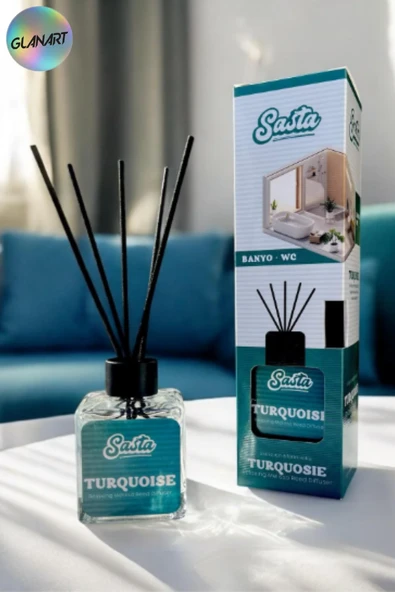 sasta 100 ml saten çubuklu Bambu Ortam Kokusu  banyo & wc (TURQUISE ) ürün görseli 1