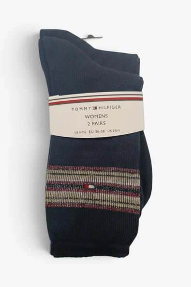 Tommy Hilfiger   TH WOMEN SOCK 2P RIB LUREX STRIP Kadın Beyaz Çorap - S701236458 ürün görseli 1