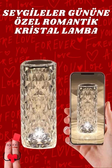 Sevgililer Günü İçin Hediye Kristal Lamba Sevgiliye Hediye USB Şarjlı Gece Lambası ürün görseli 1