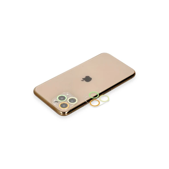 Newface iPhone 11 Pro Max Renkli Kamera Lens Koruma Cam - Sarı-Turuncu ürün görseli 1