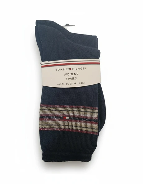 Tommy Hilfiger   TH WOMEN SOCK 2P RIB LUREX STRIP Kadın Beyaz Çorap - S701236458 ürün görseli 1