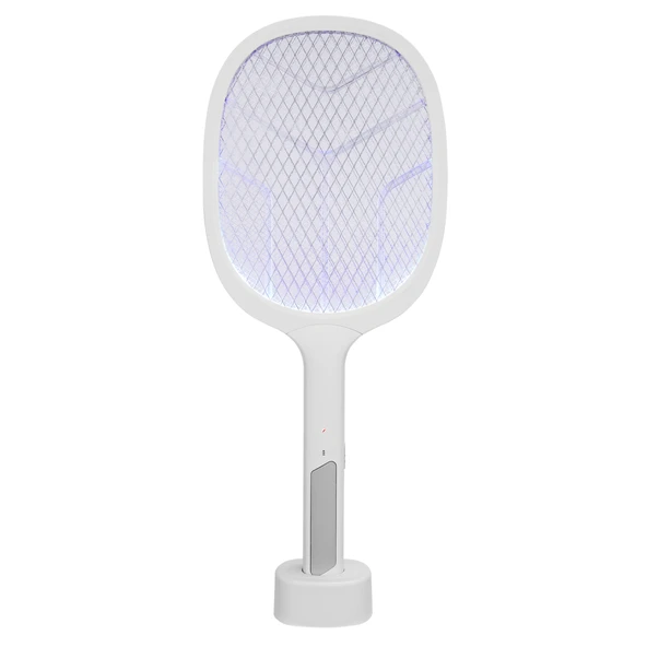 ASONIC AS-A25 Beyaz-Gri 3000V Raket Tipi UV Mor Işıklı 1200mAh Bataryalı Şarj Edilebilir Sinek Öldürücü(1923) ürün görseli 1