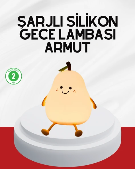 USB Şarjlı Armut Gece Lambası Dokunmatik Renk Değişimli ürün görseli 1