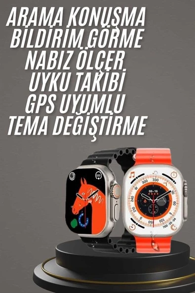 Yeni Model Akıllı Saat Ultra Smart Watch Gümüş Kasa 45mm Titreşim ürün görseli 1