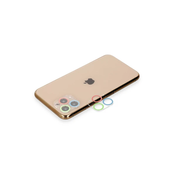 Newface iPhone 11 Pro Max Renkli Kamera Lens Koruma Cam - Mavi-Yeşil ürün görseli 1