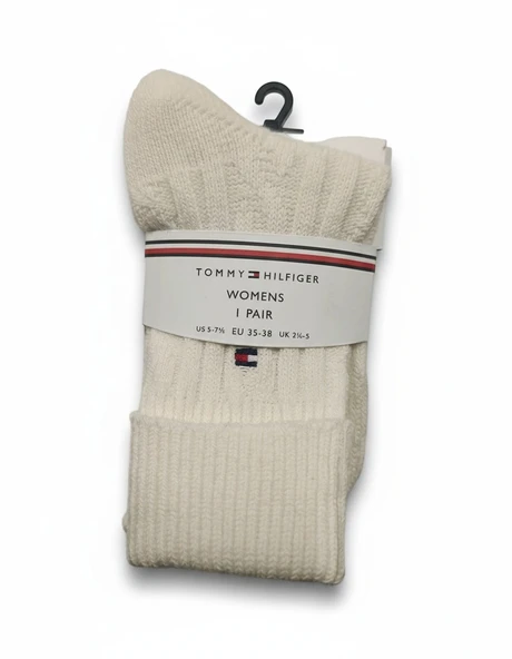 Tommy Hilfiger   TH WOMEN SOCK 1P FOL Kadın Beyaz Çorap - S701236462002 ürün görseli 1