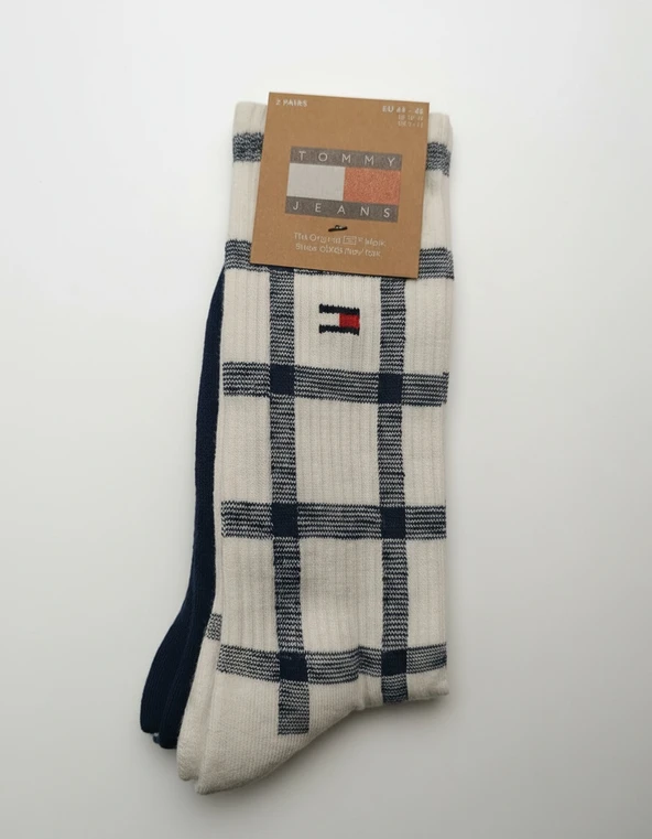 Tommy Hilfiger   TH UNI TJ SOCK 2P TARTAN Uniseks Beyaz Çorap - S701236476 ürün görseli 1