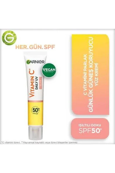 C Vitamini Parlak Günlük Güneş Koruyucu Fluid Yüz Kremi Işıltılı Doku SPF50+ 40ml ürün görseli 1