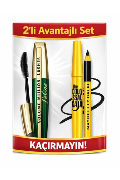 L'Oréal Volume Million Feline Maskara & Colossal Kajal Siyah 2’li Avantaj Set ürün görseli 1