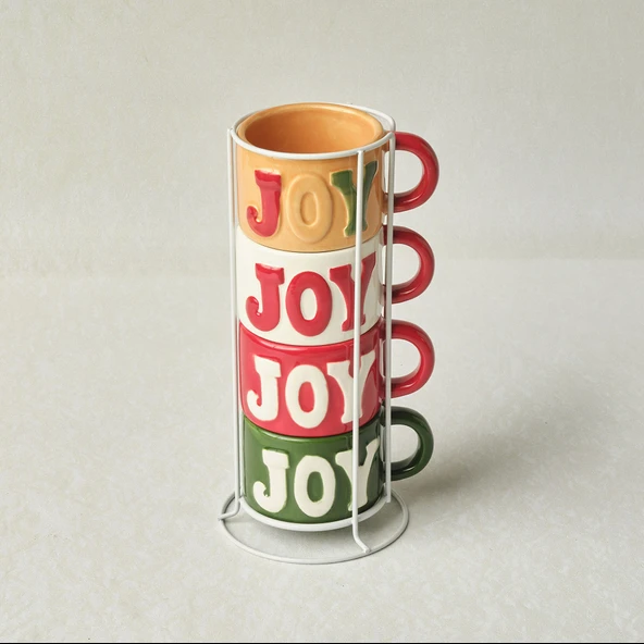 Karaca New Year Yılbaşı Joy Standlı 4 Kişilik Çay Fincan Takımı 150 ml ürün görseli 1