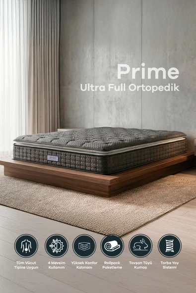 Mobyat Ultra Full Ortopedik Pedli Tavşan Tüyü Kumaş Torba Yaylı Bel ve Sırt Destekli Prime Pelüş Yatak ürün görseli 1
