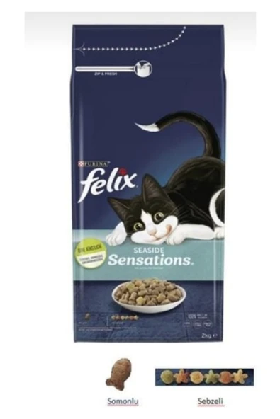 Purina Felix Sensations Somonlu Sebzeli Kedi Kuru Maması 2kg ürün görseli 1