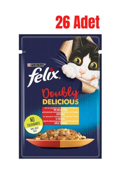 Felix Sığır Etli Ve Kümes Hayvanlı Kedi Pouch 85 gr X 26 Adet ürün görseli 1