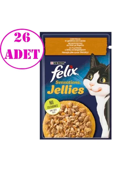 Felix Sensations Tavuklu ve Havuçlu Yaş Kedi Maması 85 gr 26 Adet ürün görseli 1