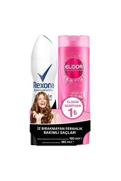 Rexona Invisible Black And White Deo Sprey 150ml + 185ml Güçlü Ve Parlak ürün görseli 1