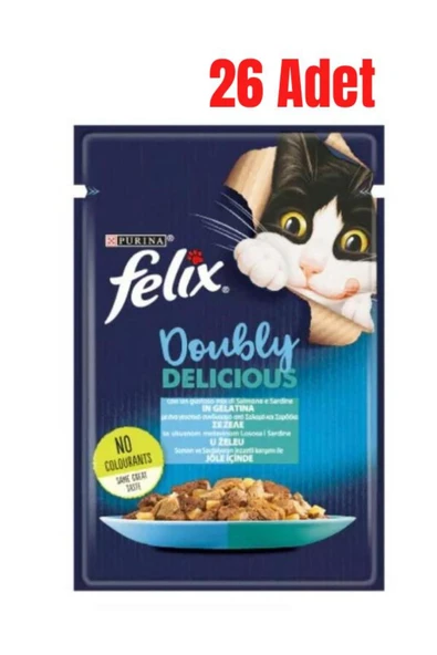 Felix Çifte Lezzet Somonlu ve Sardalyalı Yetişkin Kedi Konservesi 85 Gr x 26 Adet ürün görseli 1