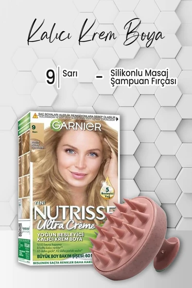 Nutrisse Krem Boya 9 Sarı ve Masaj Şampuan Fırçası Pembe ürün görseli 1