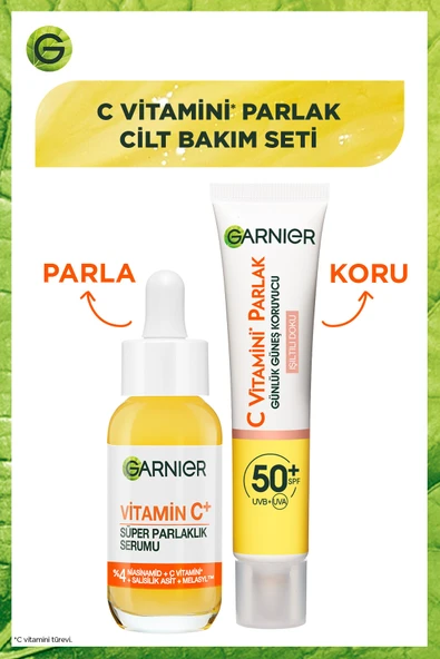 C Vitamin Serum (Niasinamid + Salisilik Asit) +  Işıltılı Doku Güneş Koruyucu Krem 50SPF UV UA ürün görseli 1