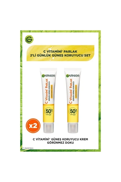2'li Garnier C Vitamini Parlak Günlük Güneş Koruyucu Fluid Yüz Kremi SPF50+ 40ml ürün görseli 1