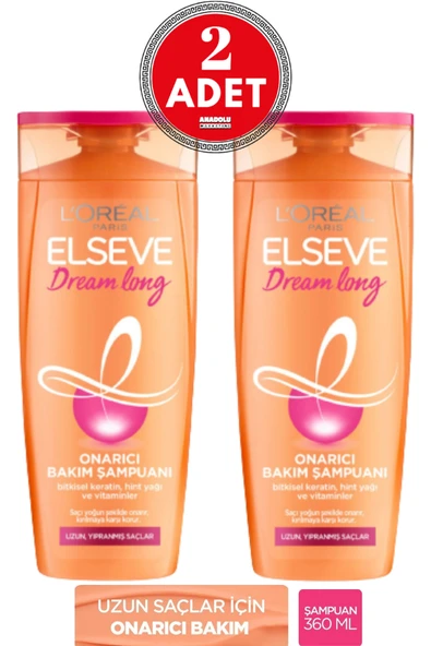 L'Oreal Paris Elseve Dream Long Onarıcı Bakım Şampuanı 360 ml 2 Adet ürün görseli 1