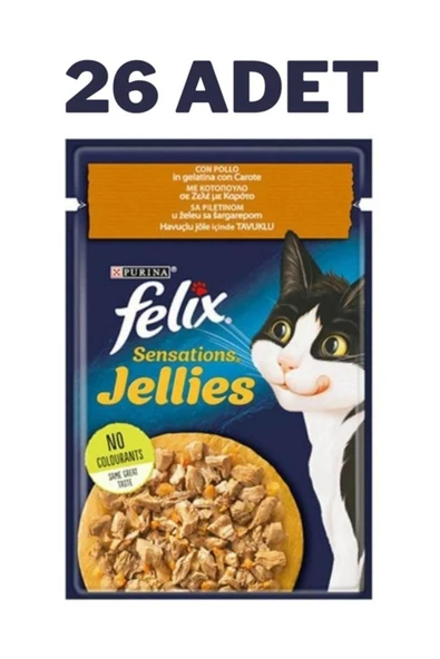 Sensations Tavuk Havuç Jel Pouch Kedi Konservesi 26 X 85 Gr - FarmaPets ürün görseli 1