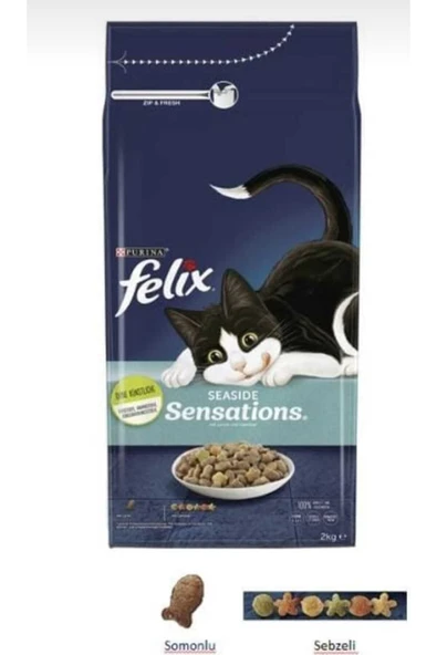 Felix Sensations Somonlu Sebzeli Kuru Kedi Maması 2kg ürün görseli 1