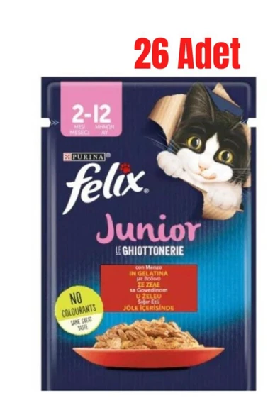 Felix Pouch Jöle İçinde Sığır Etli Yavru Kedi Konservesi 85 Gr x 26 Adet ürün görseli 1