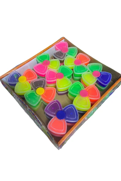 Stres Çarkı Şeklinde Dönen Slime Simli Neonlu Parlak Fosforlu Renkli Slaym Jel Oyun Hamuru 3adet ürün görseli 1