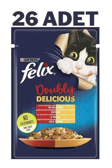 Felix Çifte Lezzet Etli Ve Kanatlı Kedi Konservesi 26x85 Gr ürün görseli 1