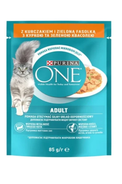 Purina One Yetişkin Kediler Için Sos Içerisinde Tavuklu Ve Fasulyeli Mini Filetolar 85 gr 12 Adet ürün görseli 1