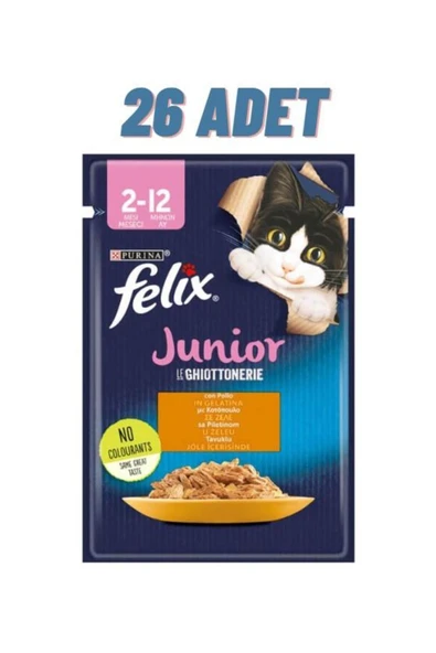 Felix Tavuklu Junior Yavru Kedi Konservesi Pouch 26x85 Gr ürün görseli 1
