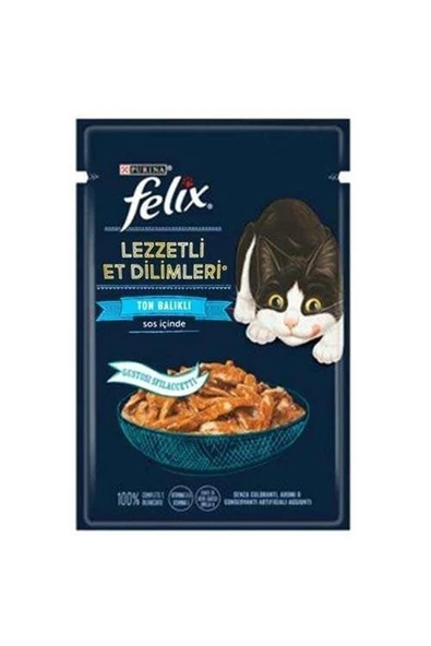 Felix Lezzetli Et Dilimleri Ton Balıklı Yetişkin Yaş Kedi Maması 85gr X 26 Adet ürün görseli 1