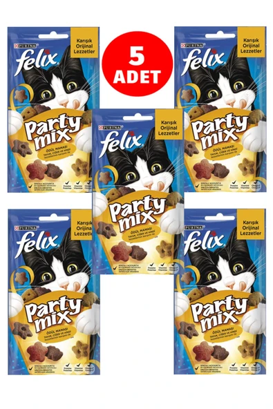 Felix Party Mix Kedi Ödül Maması Çoklu Paket 5adetx60gr 4mıx ürün görseli 1