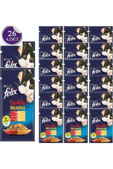 Sığır Etli Ve Kanatlı Yaş Kedi Maması 26 Adet X 85 Gr. (YENİ PAKET) Lunashp ürün görseli 1