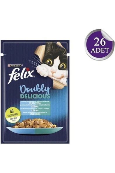 Çifte Lezzet Somonlu Ve Sardalyalı Yetişkin Kedi Konservesi 85gr X 26 Adet ürün görseli 1