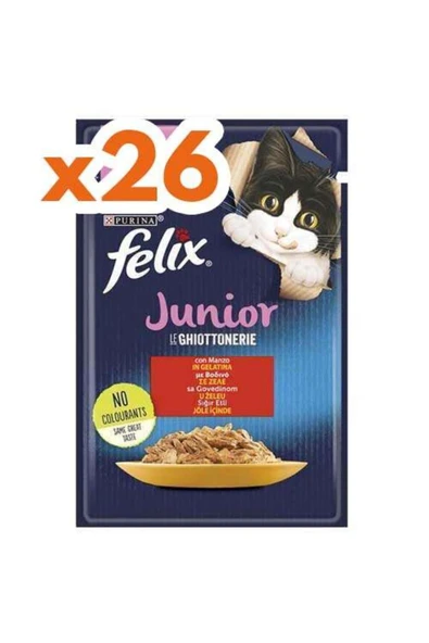 Purina Pouch Junior Sığır Etli Yavru Kedi Konservesi 26 Adet 85 gr ürün görseli 1