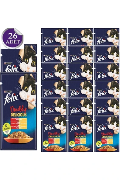 Felix Sığır Eti Ve Kümes Hayvanlı Karışımı Yetişkin Yaş Kedi Maması 85gr X 26 Adet ürün görseli 1