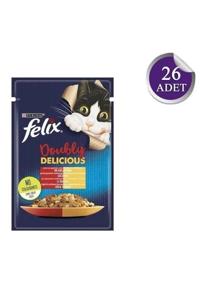 Felix Çifte Lezzet Tavuk Ve Sığır Etli Yetişkin Kedi Konservesi 85gr X 26 Adet ürün görseli 1