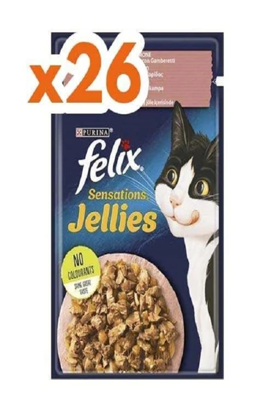 Felix Somonlu Sensations Jellies Yetişkin Yaş Kedi Maması 85gr X 26 Adet ürün görseli 1