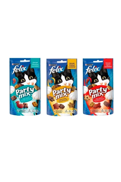 Felix Party Mix 3'lü Kedi Ödül Maması ürün görseli 1