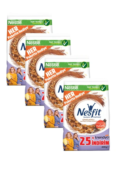 Nesfit Çikolatalı Pirinç Gevreği 400 g 4'Lü Set ürün görseli 1