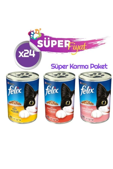 Felix Kedi Konservesi Karışık Özel Paket 400 Gr X24 Adet ürün görseli 1
