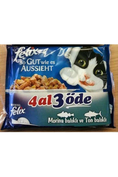 Felix Morina Balıklı ve Ton Balıklı Yaş Kedi Maması 4 Al 3 Öde! ürün görseli 1
